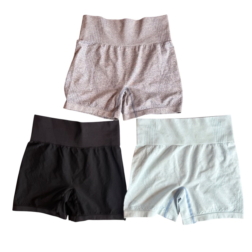 Lot of 3 Unbranded Seamless Biker Shorts Womens M Multicolor High Waist Active